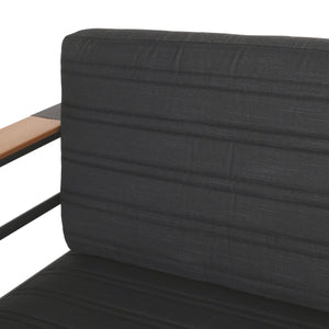 English Elm Christopher Knight Home® - Outdoor Club Chair Aluminum Frame with Water-Resistant Cushions, Slat Design, Rust-Resistant Finish 71734.00BLK-2