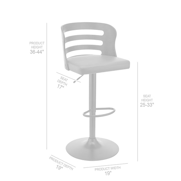 English Elm Thalyn Gray Faux Leather Adjustable Swivel Bar Stool with Black Wood & Base, Stable 360° Comfort B2736P268615