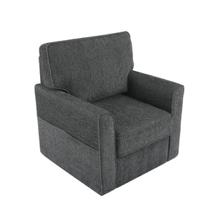 English Elm 360° Swivel Chair Accent Barrel Armchair with Chenille Upholstery, Deep Seat & Side Storage Pockets Grey N719P283037E