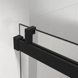 English Elm 56" Frameless Sliding Shower Door Tempered Glass Soft Close Brushed Nickel Hardware Matte Black W1573P198746