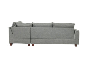 English Elm Beautiful 3-pcs Sectional Sofa with Reversible Chaise and Storage Ottoman Plush Summer Hues Comfort Steel Gray 76 L x 35 W x 16 H B011S01054