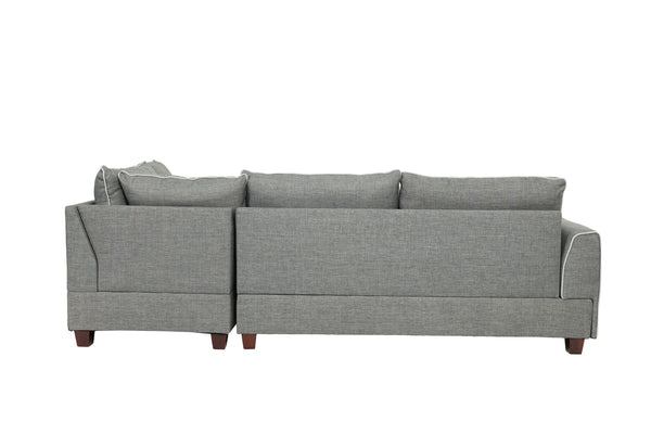 English Elm Beautiful 3-pcs Sectional Sofa with Reversible Chaise and Storage Ottoman Plush Summer Hues Comfort Steel Gray 76 L x 35 W x 16 H B011S01054