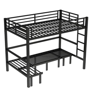 English Elm Twin Xl Solid Pine Loft Bed with Built-in Led Lighting and Storage Shelves W1580S00503