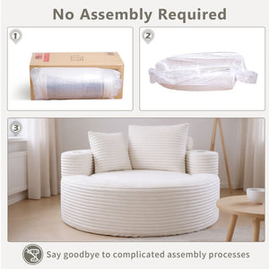 English Elm Round Cloud Sectional Sofa Bed with Memory Foam Cushions for Studio Living Spaces White W3224P444293