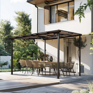 English Elm 10' 10' x 10' Gazebo for Patio Heavy-Duty Metal Lean-To with Hard Top Roof Weatherproof Shelter W419S00054