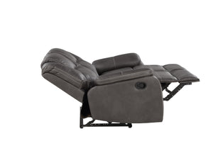 English Elm Steve Silver - Katrine 3-Piece Living Room Set with Faux-Leather Baseball Stitching, Padded Headrests & Recline Charcoal B081S00284