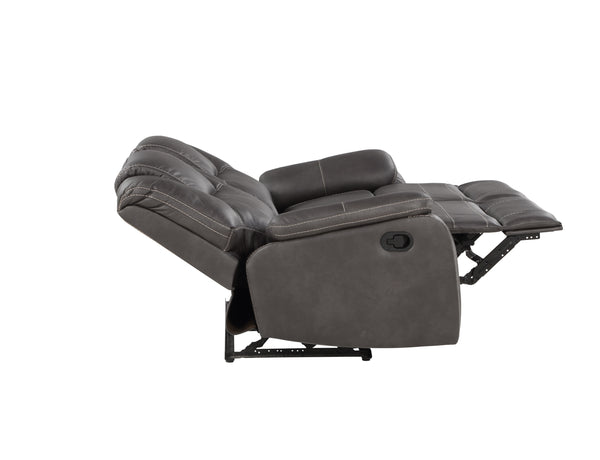 English Elm Steve Silver - Katrine 3-Piece Living Room Set with Faux-Leather Baseball Stitching, Padded Headrests & Recline Charcoal B081S00284