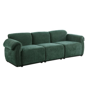 English Elm 102 Inch Linen Modular Sectional Sofa with Hidden Storage and Cloud Cushion Comfort Green W1099S00203