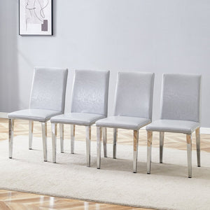 English Elm Four Pu Leather Dining Chairs with Metal Legs Modern Minimalist Set for Stylish Homes W1151P383508