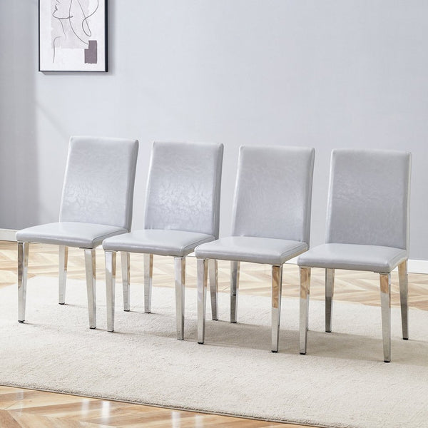 English Elm Four Pu Leather Dining Chairs with Metal Legs Modern Minimalist Set for Stylish Homes W1151P383508