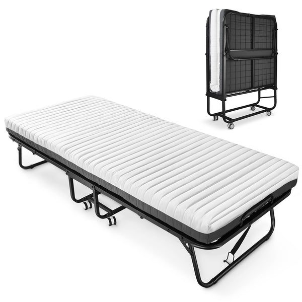 English Elm Folding Memory Foam Guest Bed with Mattress Included — Portable Rollaway Cot 75"x46", 450 lb Capacity W2181P293811