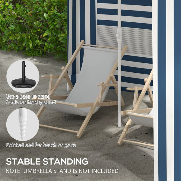 English Elm Outsunny 5.8' Portable Beach Umbrella Cabana With Vented Double-Top, Sandbags & Carry Bag, Blue Stripes W2225P174194-GIGA
