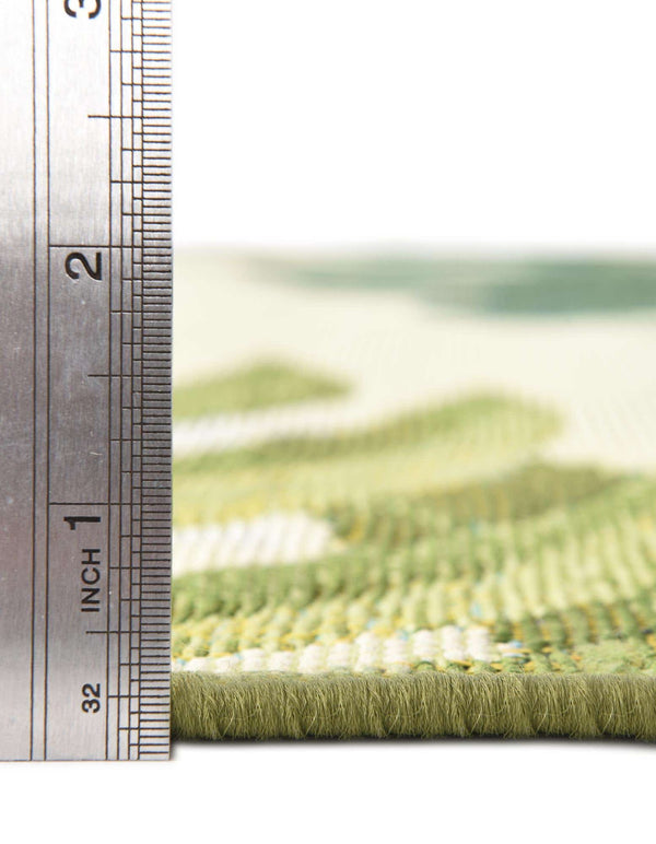 Unique Loom Outdoor Botanical Longwood Machine Made Botanical Rug Green, Olive/Ivory/Light Green 7' 10" x 7' 10"