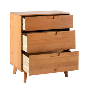 3-Drawer Groove Handle Solid Wood Dresser Caramel BR3DSLDRCA-T Walker Edison