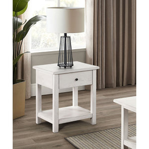 English Elm Castleton Farmhouse Pine End Table with Open Shelf and Drawer for Living Spaces B062P451649