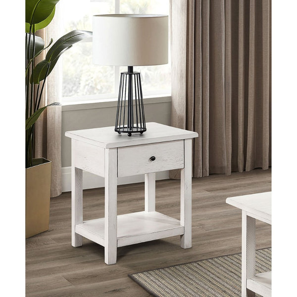 English Elm Castleton Farmhouse Pine End Table with Open Shelf and Drawer for Living Spaces B062P451649