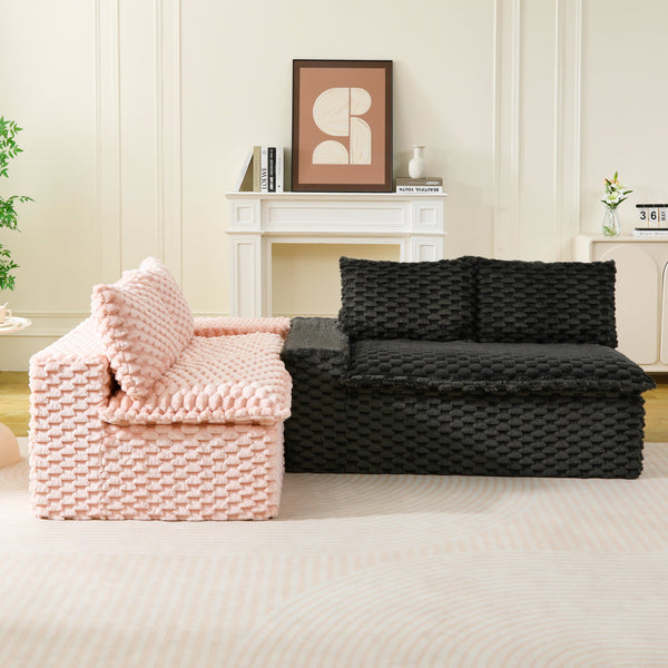 English Elm Luxury Color-Block Turtle Velvet Multifunctional Sofa - Cozy, Stylish Living Room Furniture For Any Space W3371S00051