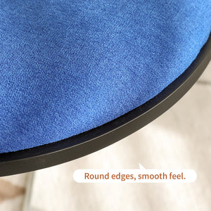 English Elm Folding mid-century modern cantilever dining chair with chrome frame, wooden back and upholstered seat Blue W2105P250641