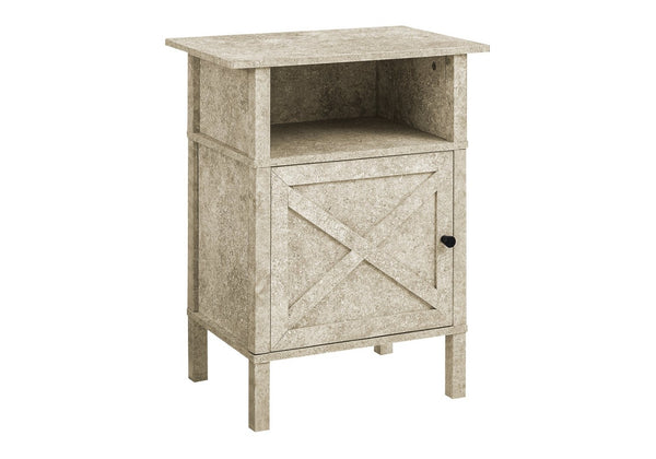 English Elm Accent Side Table with Open Shelf and Cabinet Storage for Compact Living Spaces Cream B2710P461700