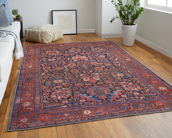 Feizy Rugs Rawlins Vintage-inspired Machine Made Polyester Oriental Rug With Intricate Patterns For Every Space Red,Orange,Blue Polyester Rln39hifrednvye76