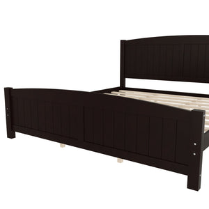 English Elm King Solid Wood Platform Bed with Slatted Support, Modern White Finish, No Box Spring Needed, Sturdy Design Espresso W1580P374317