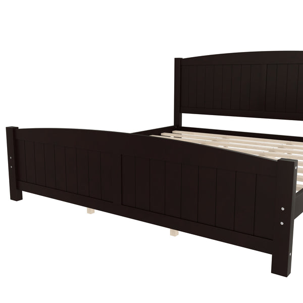 English Elm King Solid Wood Platform Bed with Slatted Support, Modern White Finish, No Box Spring Needed, Sturdy Design Espresso W1580P374317