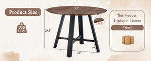 English Elm Modern 42" Round Dining & Coffee Table with Dark Wood MDF Top, Black Cross Metal Legs, Sturdy 29.5" W1151P230575
