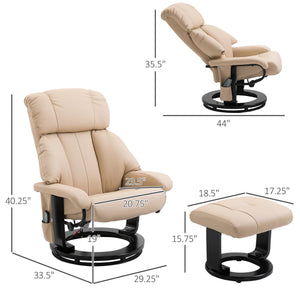 English Elm Homcom Massage Recliner Chair With Ottoman, 10-Point Vibration, 360° Swivel, Pu Leather Comfort W2225P217945
