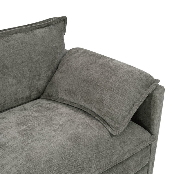 English Elm 107-inch Modular L-shaped Sectional Sofa with Velvet Upholstery and Built-in Storage Aqua French Bulldog W3480S00002