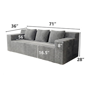 English Elm 71" Corduroy Modular Loveseat Deep Sink Cushions Two Seat Sofa for Apartments Light Grey W5571P465272