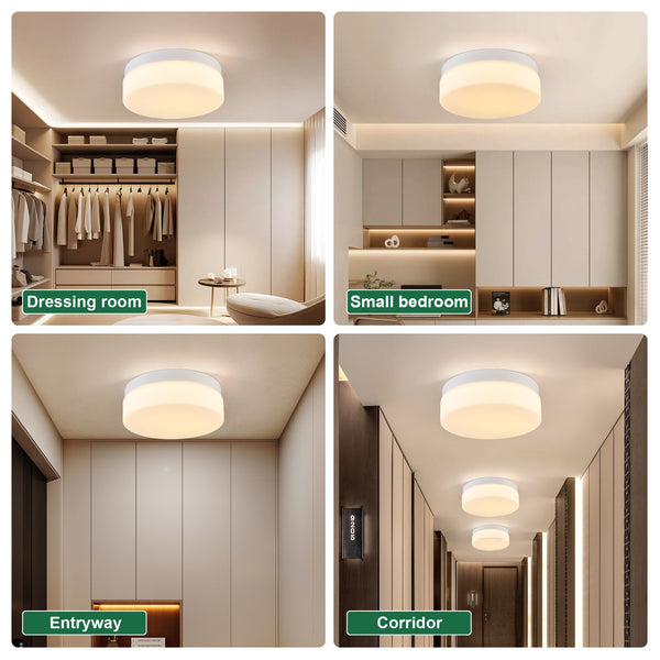 English Elm 1 LED Flush Mount Ceiling Light Fixture 24W 12 Inch Round Surface Lamp Energy Saving 3-Mode Durable Safety Rated White W2312P375011