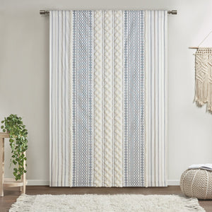 English Elm Cotton Printed Chenille Stripe Curtain Panel with Lining, 50x108, Rod Pocket & Back Tabs for Light Control and Texture Decor B035P294215