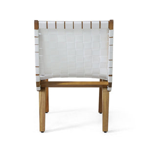 English Elm Outdoor Acacia Hardwood 3 Piece Patio Set with Woven Rope Strap Lounge Chairs 70913.00WHI