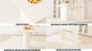 English Elm 63" Elegant Medieval Modern Cream Mdf Dining Table Set With 6 Beige Pu Chairs & Black Legs W2189S00762
