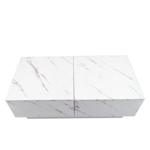English Elm Coffee Table with Sliding Top and Hidden Storage, Extendable 57" Surface for Living Room Hosting White W331P270516