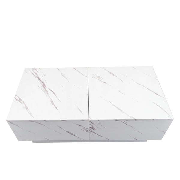 English Elm Coffee Table with Sliding Top and Hidden Storage, Extendable 57" Surface for Living Room Hosting White W331P270516