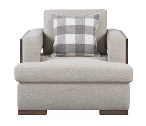 English Elm Niamey Two-Tone Fabric Chair with Walnut Finish, Reversible Foam Cushions & Toss Pillow Included B2726P253092