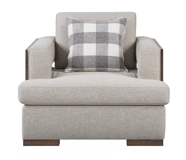 English Elm Niamey Two-Tone Fabric Chair with Walnut Finish, Reversible Foam Cushions & Toss Pillow Included B2726P253092