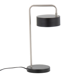 English Elm Puck Contemporary Table Lamp Nickel & Black Metal by LumiSource — Sleek Rotating Shade, Compact 19" Height B202P224177