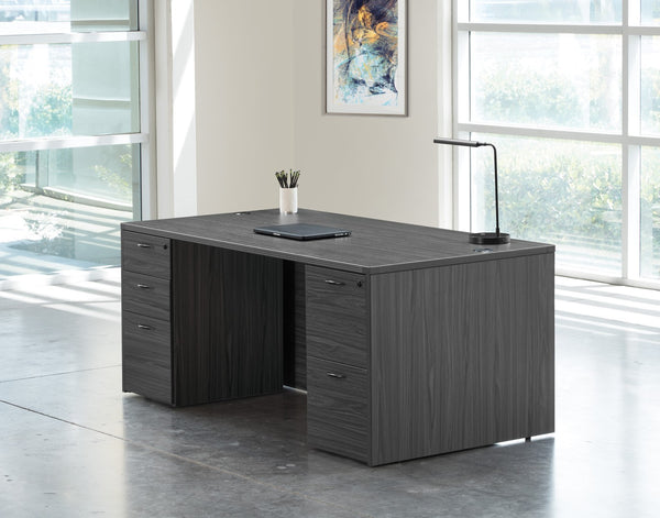 OSP Home Furnishings Napa Executive Desk with Dual Pedestal Storage for a Polished Home Office NAPSGW-TYP2