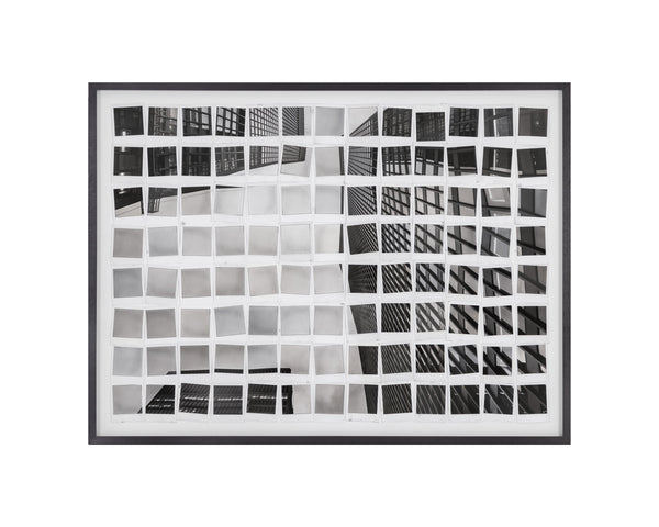 Sunpan Picture Urban Landscape Polaroids Wall Art - Black & White Framed Decor for Modern Spaces 50"x35"