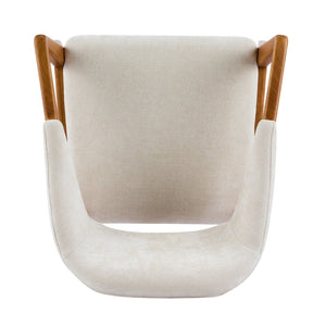 English Elm Indoor Chenille Upholstered Arm Dining Chairs Set of 2 with Bentwood Teak Frame N779P370761B