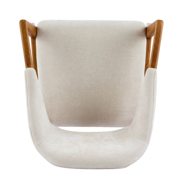 English Elm Indoor Chenille Upholstered Arm Dining Chairs Set of 2 with Bentwood Teak Frame N779P370761B
