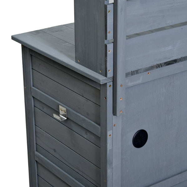 English Elm (assembly Video) Topmax Solid Fir Outdoor Potting Bench Grill Cart with Hutch Storage Gray N717P404333E