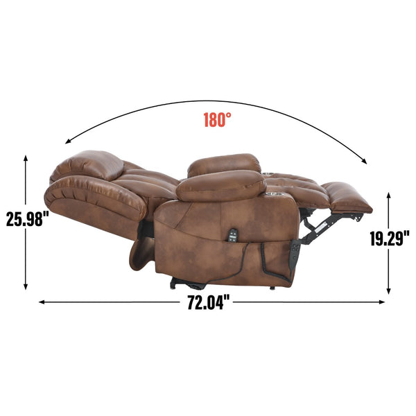 English Elm Dual Motor Power Lift Recliner with Massage Heat and Leatherair Upholstery for Living Room W3224P290208