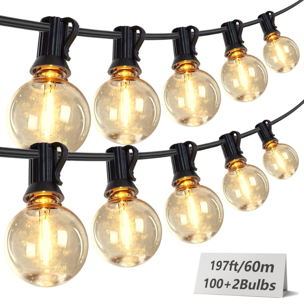 English Elm 197ft Outdoor Led String Lights 100 G40 Shatterproof Bulbs Warm Amber Patio Glow W1340P425345