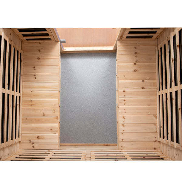 English Elm Four-Person Outdoor Far-Infrared Sauna With Bluetooth, Led Lighting & Durable Old Fir Wood Design W1149S00003