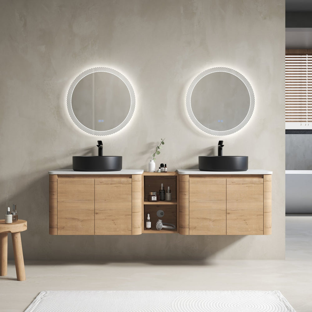 English Elm 72'' Wall-Mounted Bathroom Vanity With Elegant Ceramic Sink, Soft-Close Doors & Ample Storage Space W999S00417