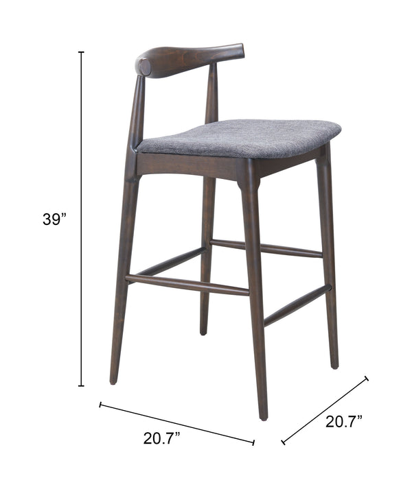 Zuo Modern Tuzka Barstool Set Of 2 - Chic Gray & Espresso Design For Modern Homes, Stylish & Durable Seating Gray 100% Polyester,Rubberwood 110515-zuo-modern
