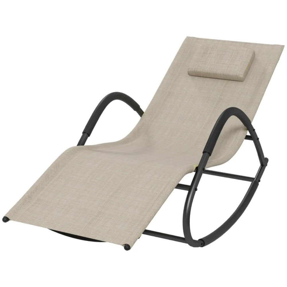 English Elm Outdoor Zero Gravity Rocking Lounger with Galvanized Steel Frame and Sling Fabric T3971P444224